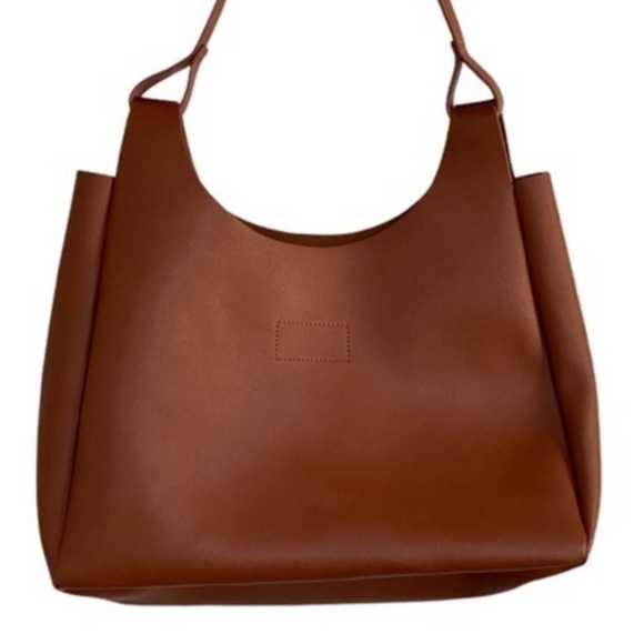 Neiman Marcus vegan tote bag 14X11X3.5 Carmel color - Picture 6 of 7